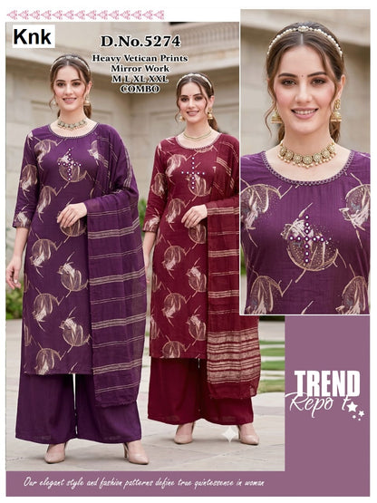 Dno 5274-5277 Mirror Work Knk Vetican Readymade Pant Style Suits Exporter Ahmedabad