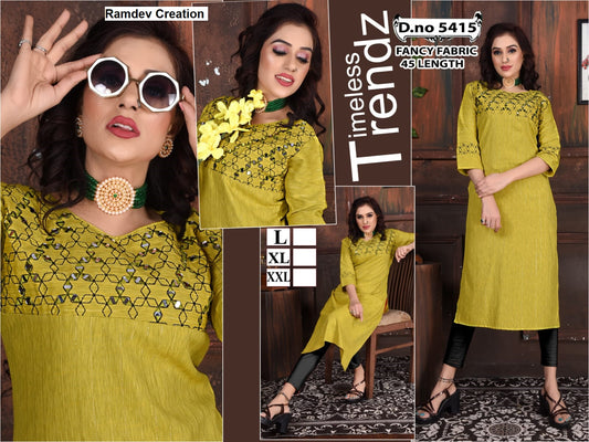 Dno 5415 Ramdev Creation Knee Length Kurtis Supplier Gujarat