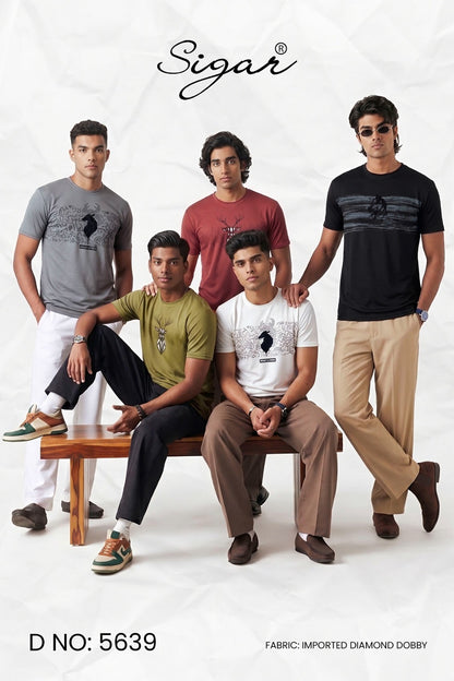 Dno 5639 Imported Sigar Dobby Mens Tshirts Exporter Ahmedabad