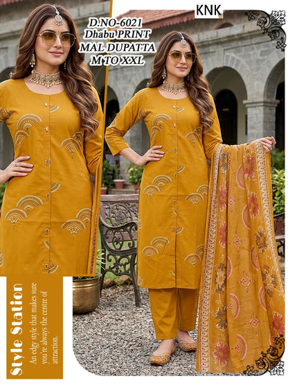 Dno 6021-6023 Knk Dhabu Readymade Cotton Pant Suits Wholesale Rate