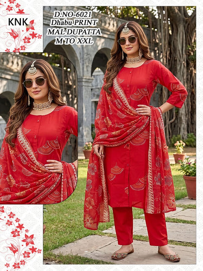 Dno 6021-6023 Knk Dhabu Readymade Cotton Pant Suits Wholesale Rate