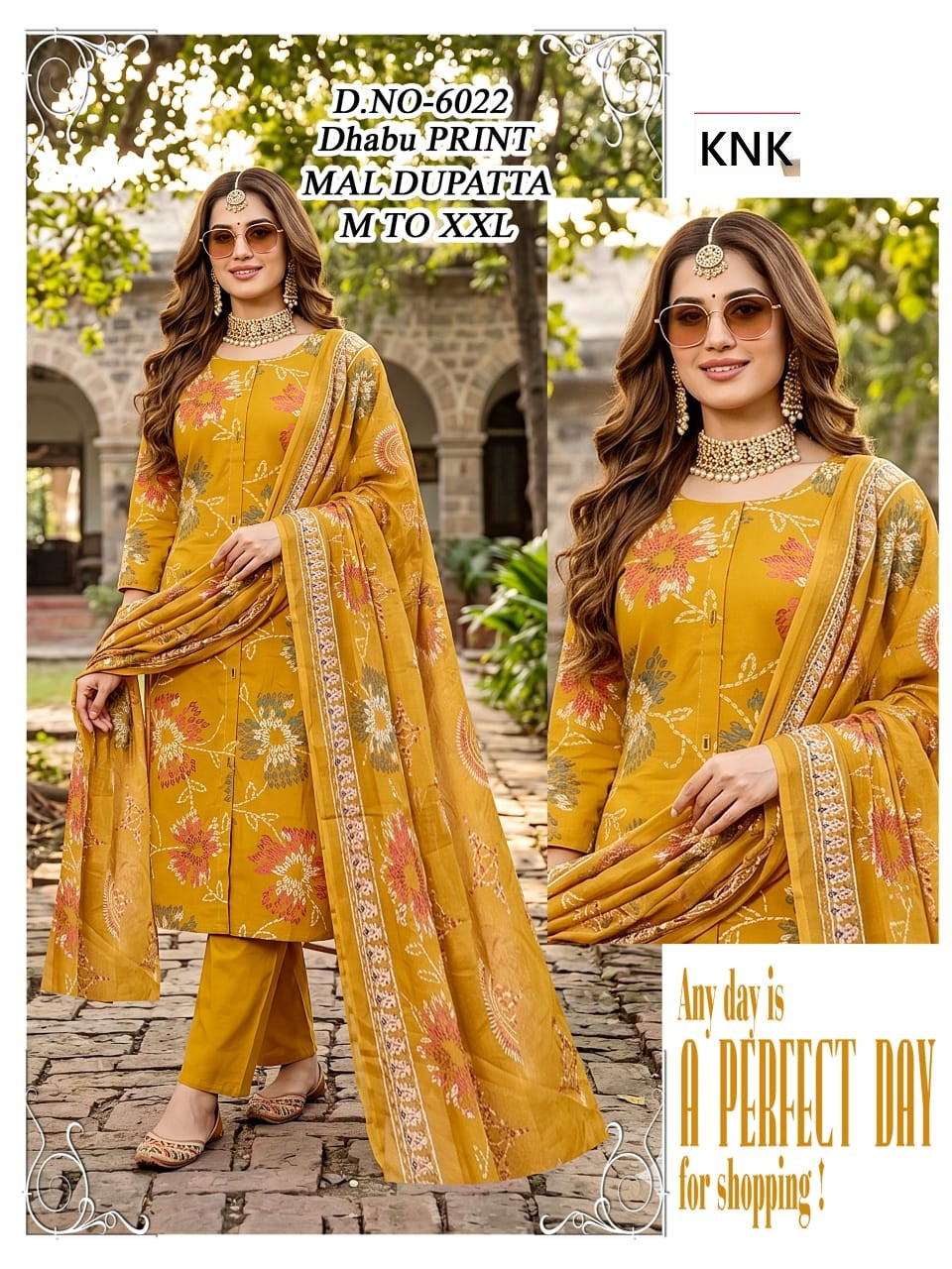 Dno 6021-6023 Knk Dhabu Readymade Cotton Pant Suits Wholesale Rate