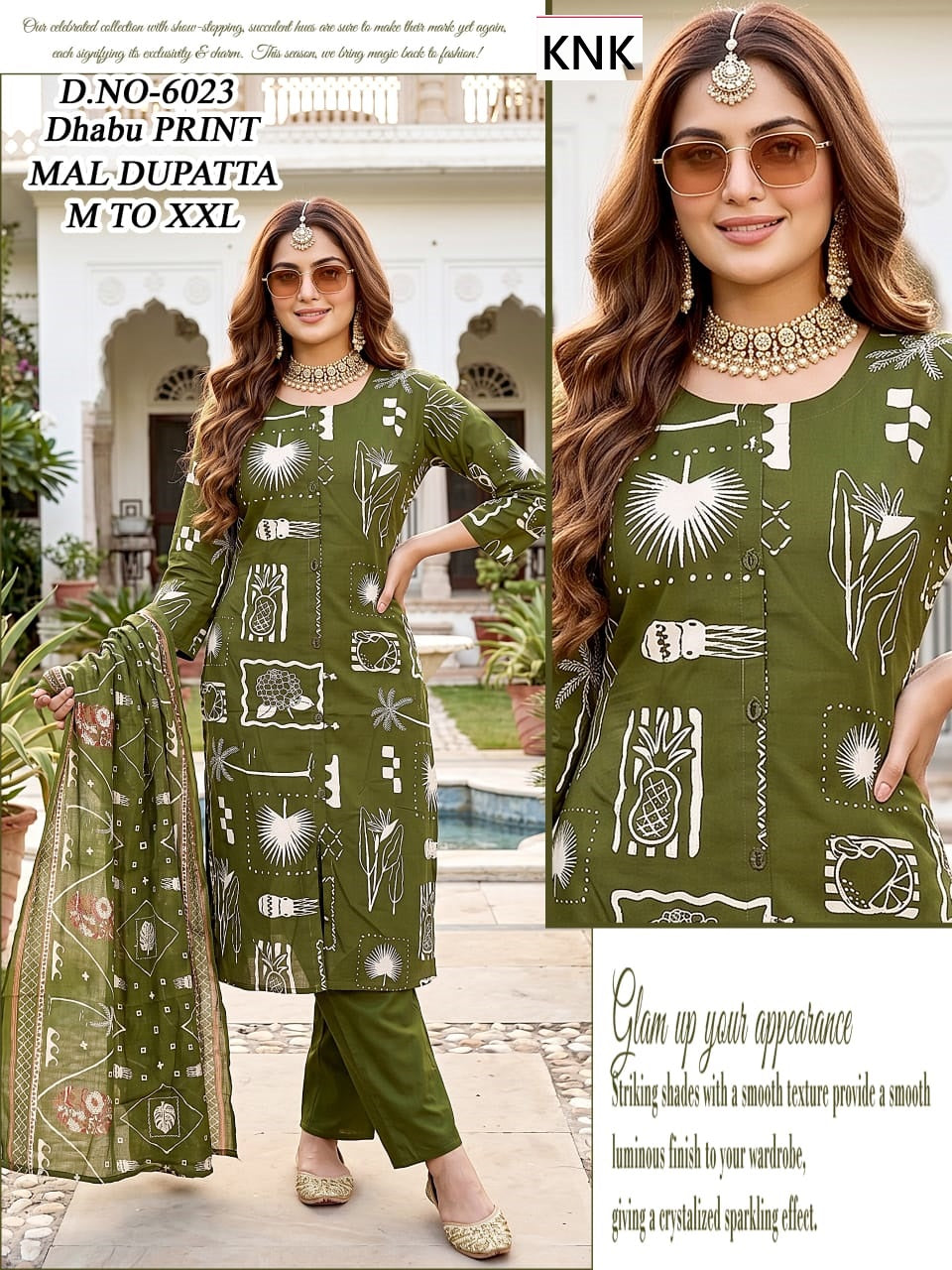 Dno 6021-6023 Knk Dhabu Readymade Cotton Pant Suits Wholesale Rate