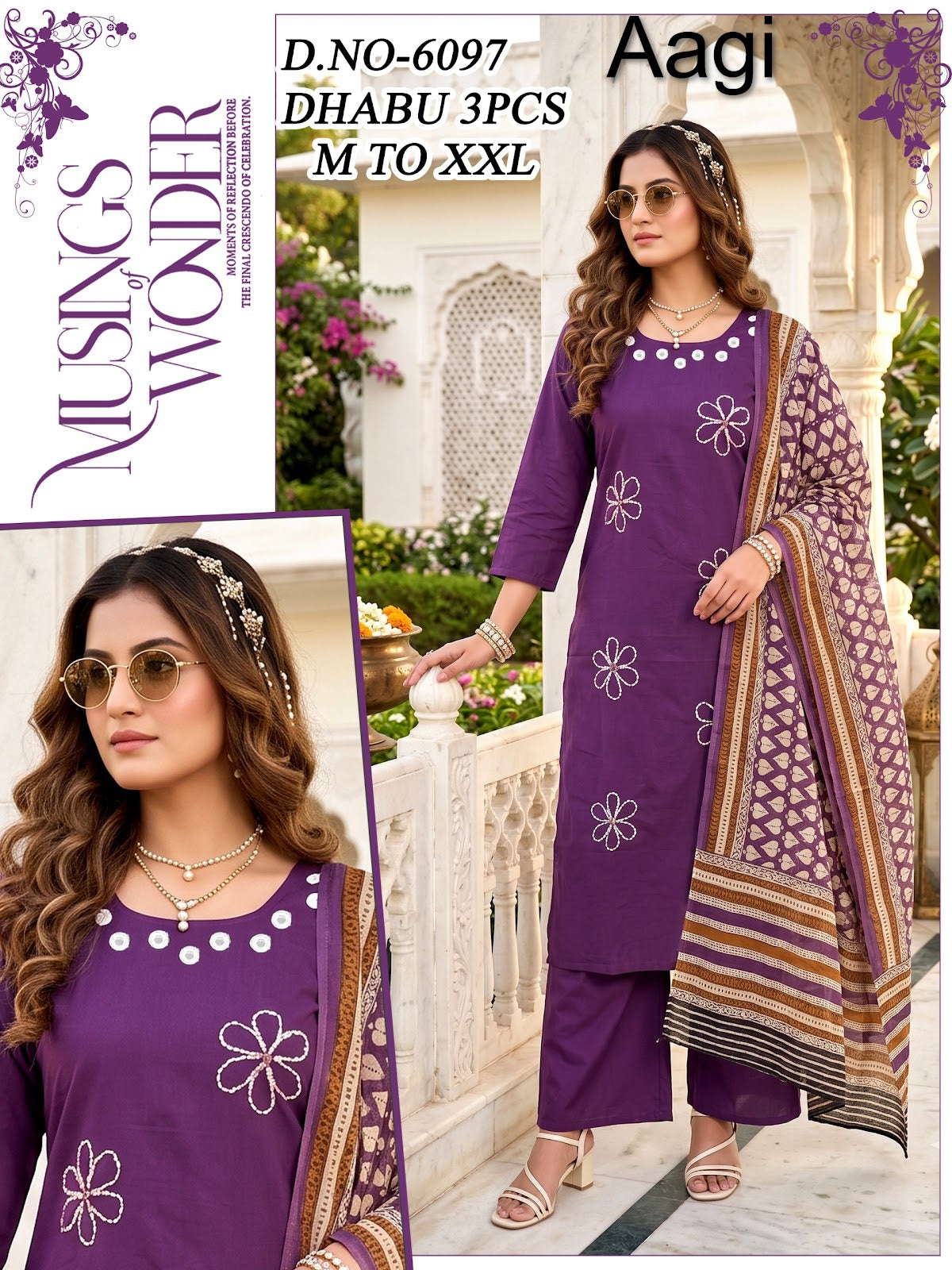 Dno 6097 Aagi Dhabu Cotton Readymade Plazzo Style Suits Exporter Ahmedabad
