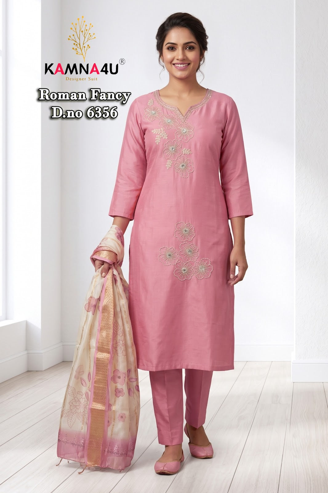 Dno 6351-6359 Kamna4U Roman Readymade Pant Style Suits Wholesaler Ahmedabad