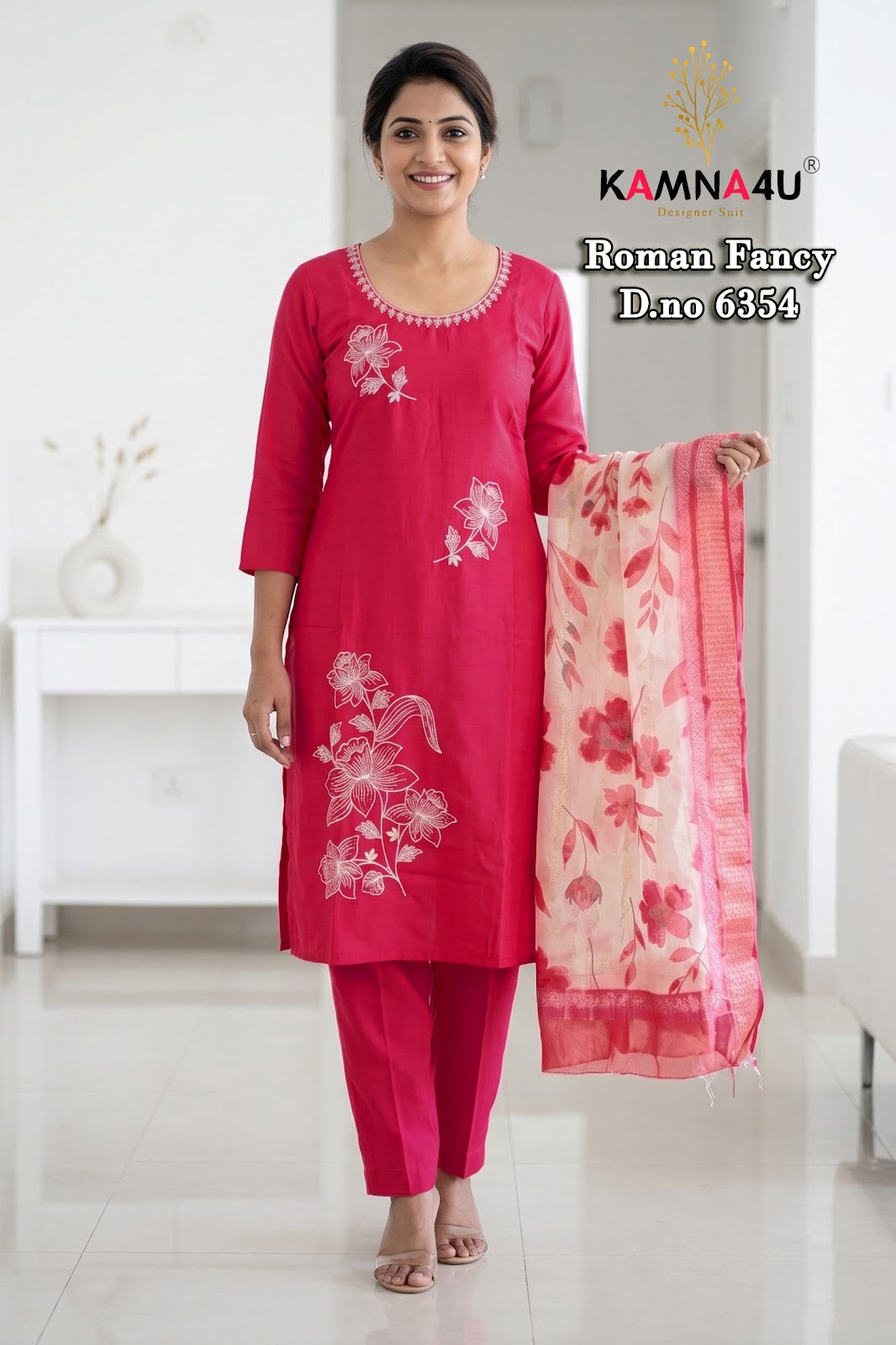 Dno 6351-6359 Kamna4U Roman Readymade Pant Style Suits Wholesaler Ahmedabad