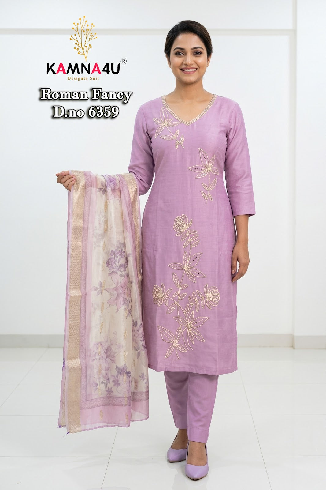 Dno 6351-6359 Kamna4U Roman Readymade Pant Style Suits Wholesaler Ahmedabad