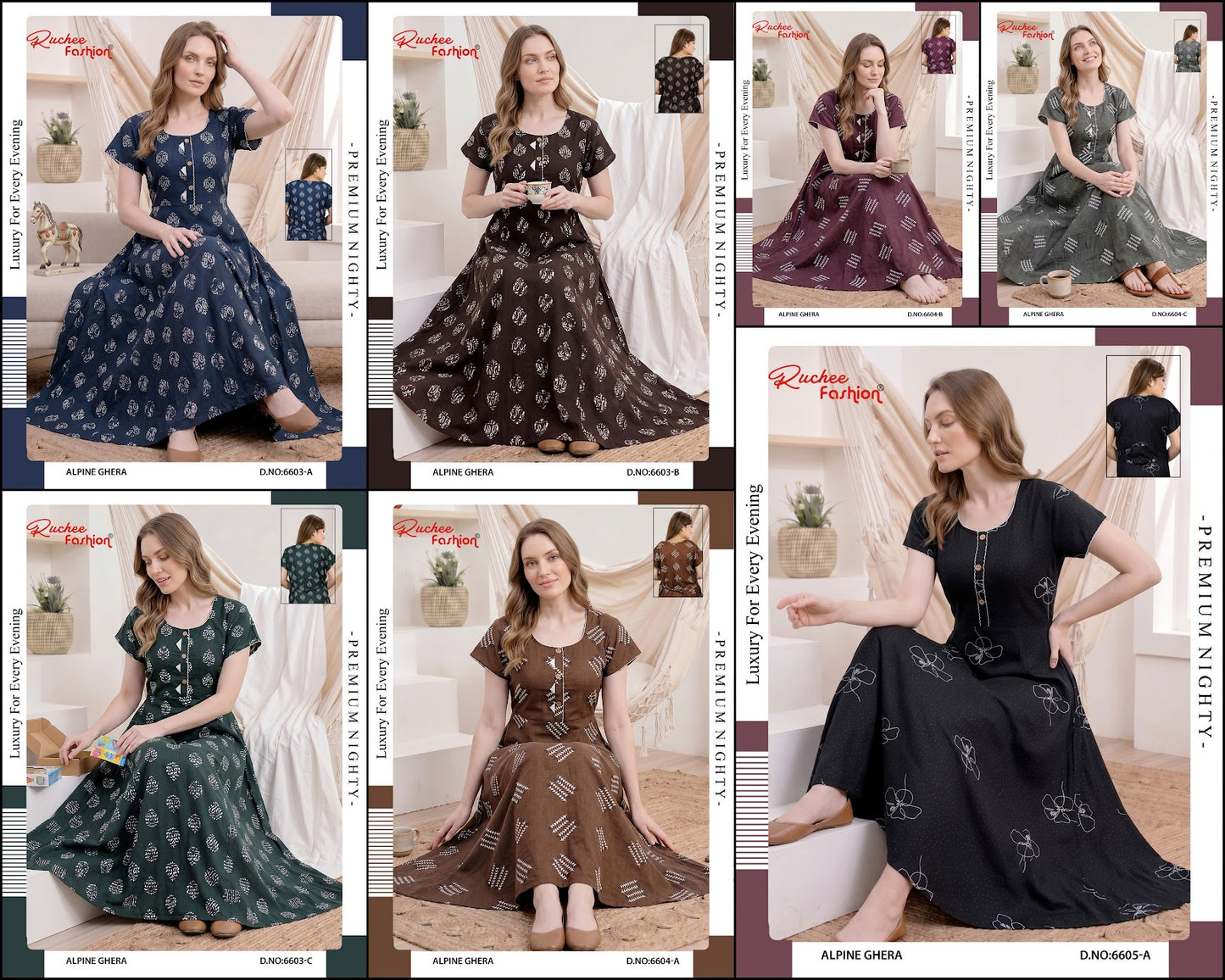 Dno 6603-6616 Ruchee Fashion Alpine Night Gowns Wholesaler India