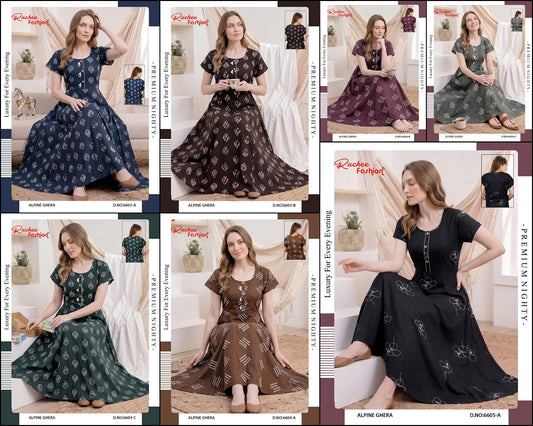 Dno 6603-6616 Ruchee Fashion Alpine Night Gowns Wholesaler India