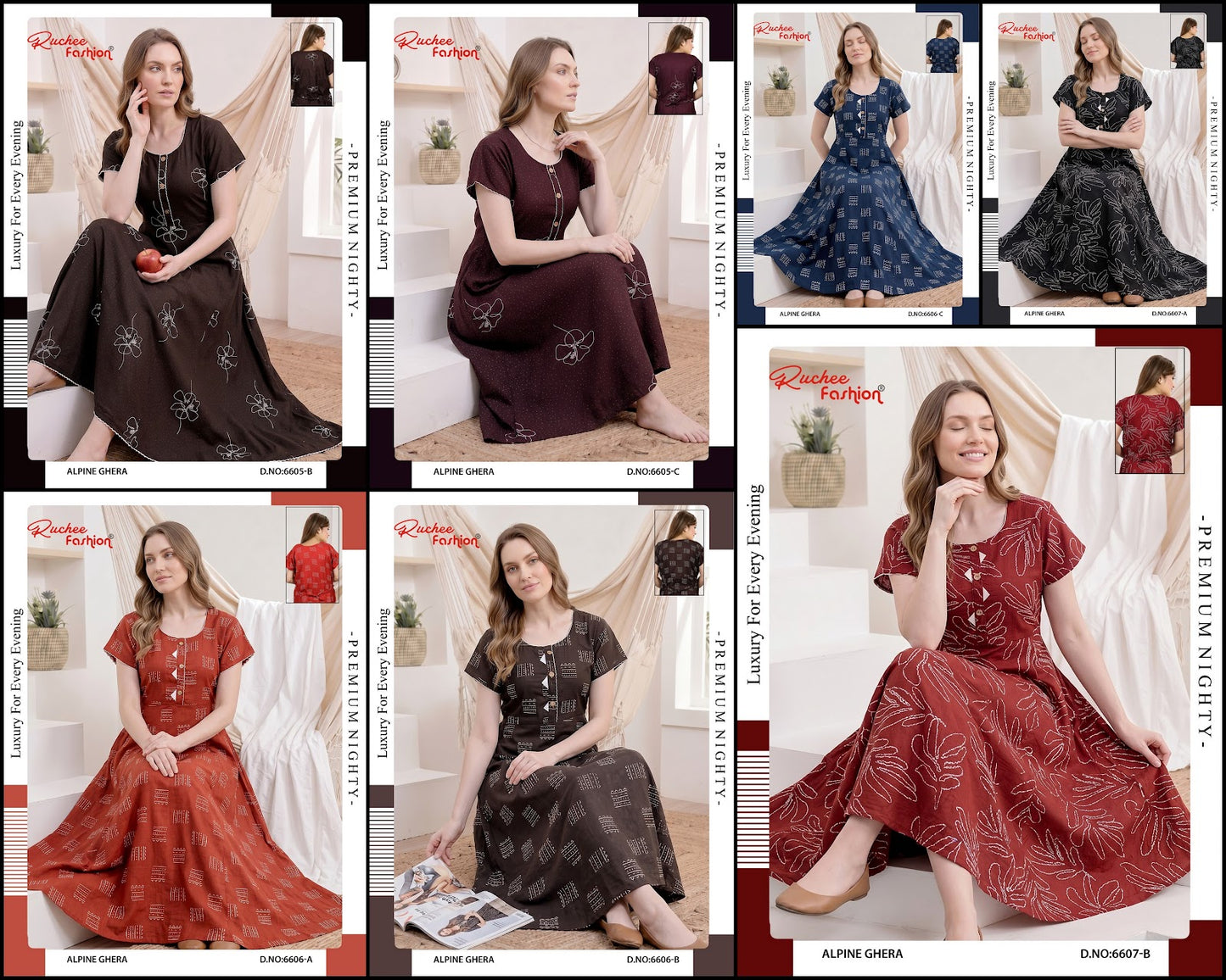 Dno 6603-6616 Ruchee Fashion Alpine Night Gowns Wholesaler India