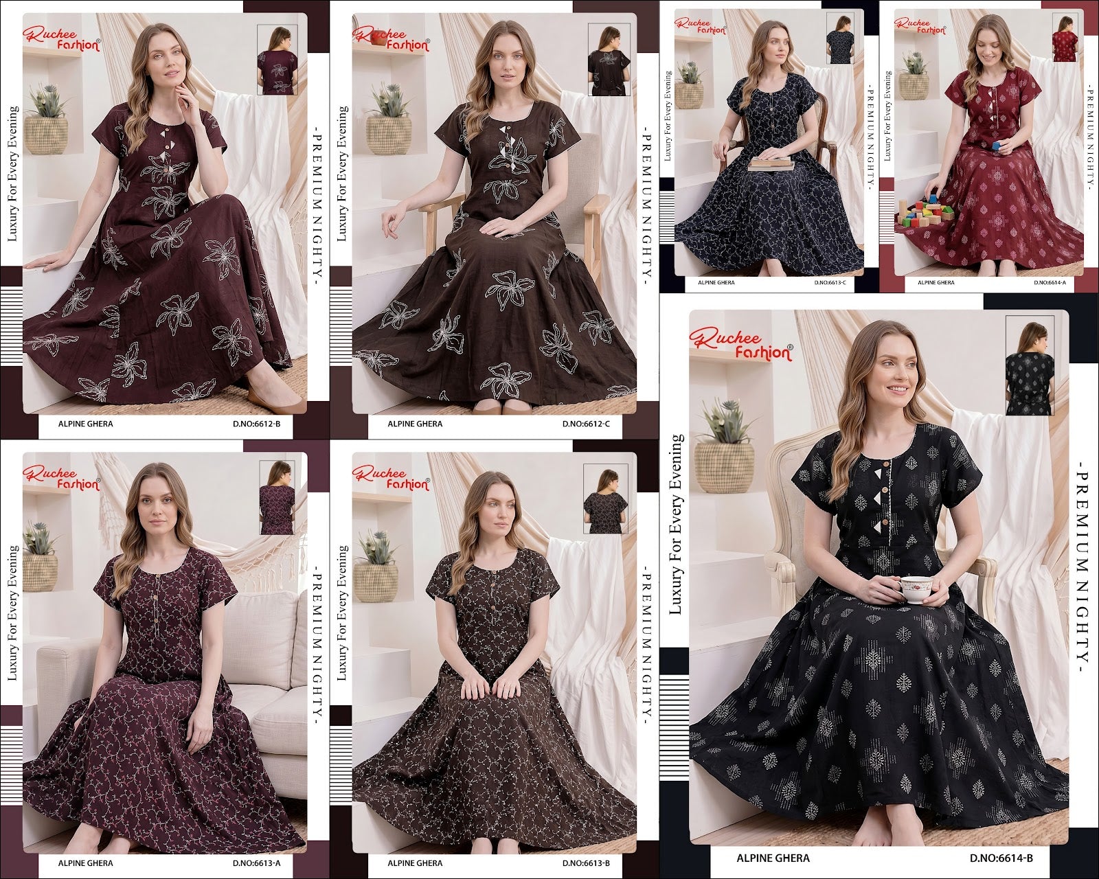 Dno 6603-6616 Ruchee Fashion Alpine Night Gowns Wholesaler India
