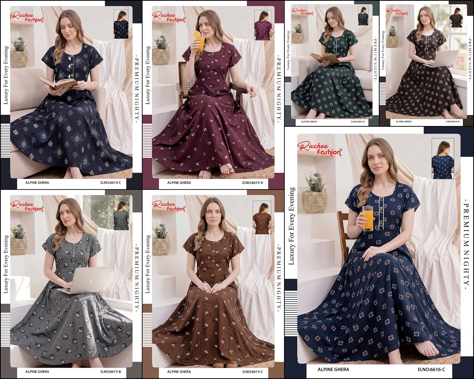 Dno 6603-6616 Ruchee Fashion Alpine Night Gowns Wholesaler India