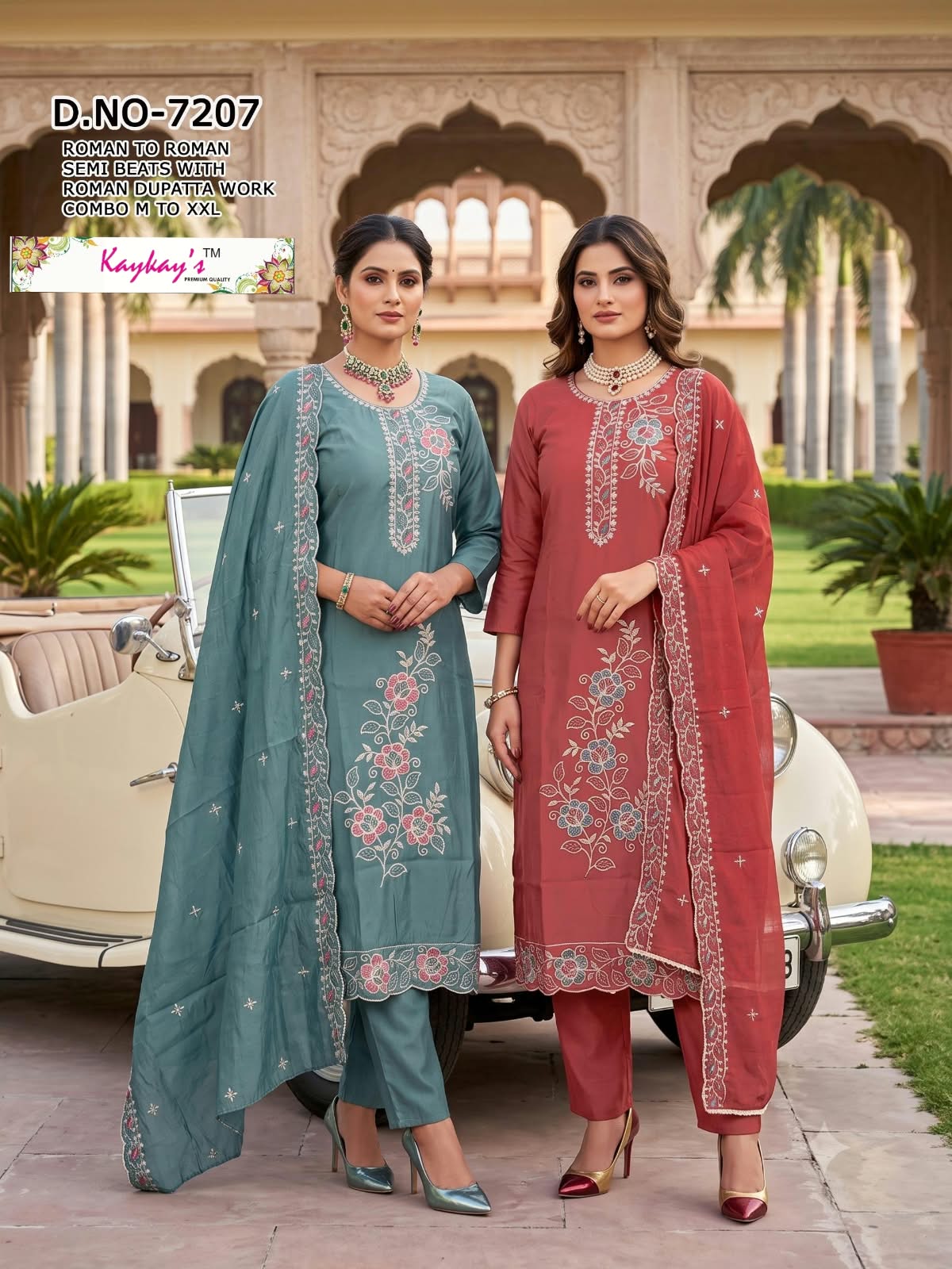 Dno 7206-7207 Kaykay Roman Readymade Pant Style Suits Wholesale Rate