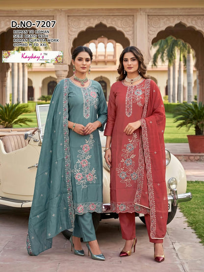 Dno 7206-7207 Kaykay Roman Readymade Pant Style Suits Wholesale Rate