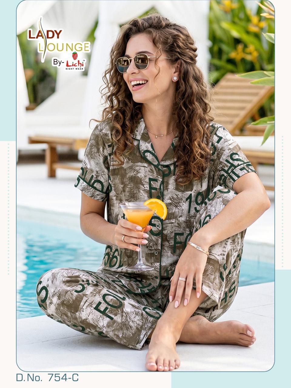 Dno 754 Lichi Cotton Collar Night Suits Manufacturer Ahmedabad