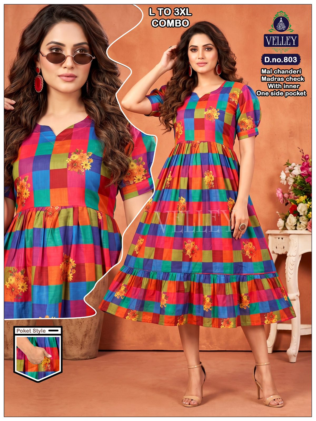 Dno 803-814 Velley Chanderi Anarkali Kurtis Wholesaler Ahmedabad