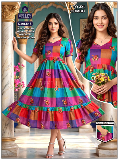 Dno 803-814 Velley Chanderi Anarkali Kurtis Wholesaler Ahmedabad