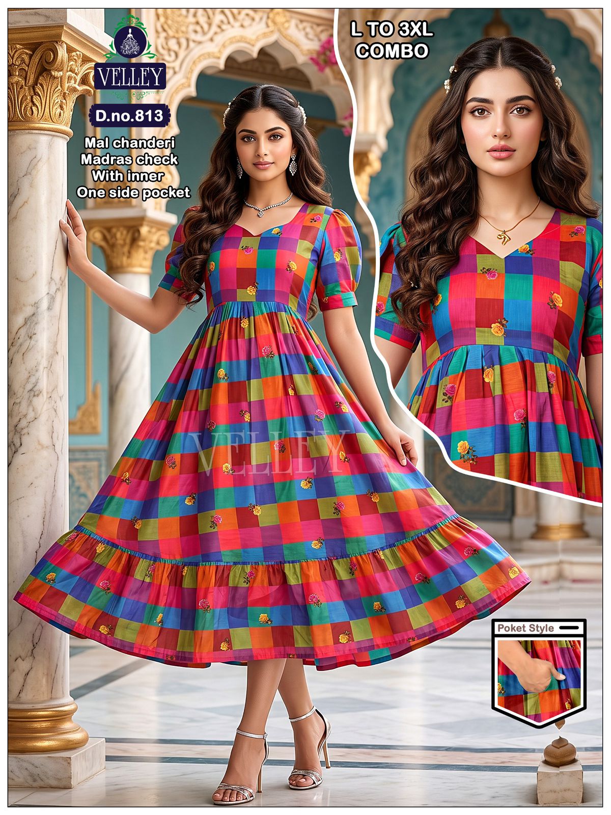 Dno 803-814 Velley Chanderi Anarkali Kurtis Wholesaler Ahmedabad