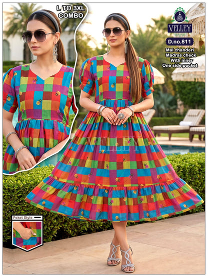 Dno 803-814 Velley Chanderi Anarkali Kurtis Wholesaler Ahmedabad