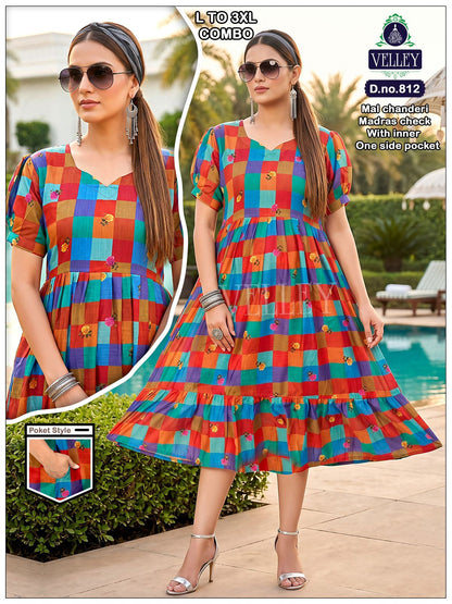Dno 803-814 Velley Chanderi Anarkali Kurtis Wholesaler Ahmedabad