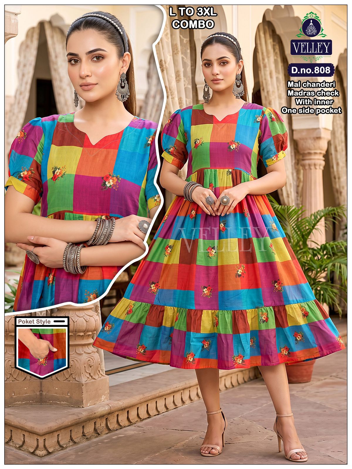 Dno 803-814 Velley Chanderi Anarkali Kurtis Wholesaler Ahmedabad