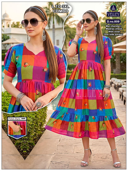 Dno 803-814 Velley Chanderi Anarkali Kurtis Wholesaler Ahmedabad
