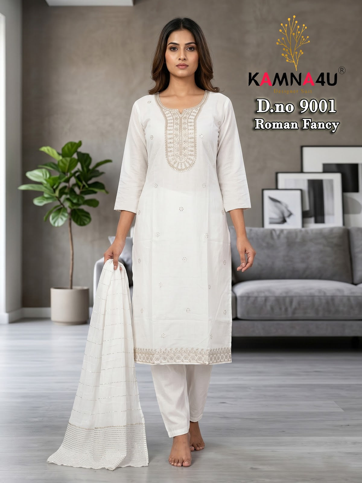 Dno 9001-9004 Kamna4U Roman Readymade Pant Style Suits Wholesale