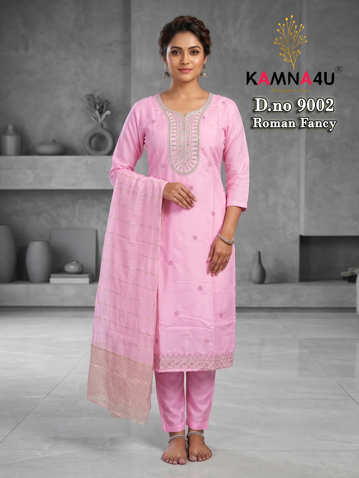 Dno 9001-9004 Kamna4U Roman Readymade Pant Style Suits Wholesale