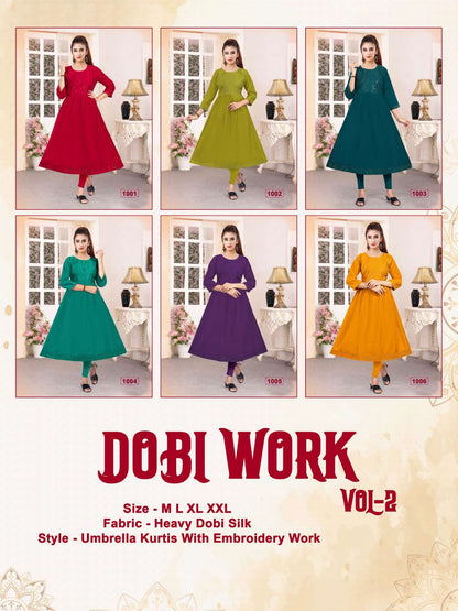 Dobi Work Vol 2 Kavinay Anarkali Kurtis Exporter