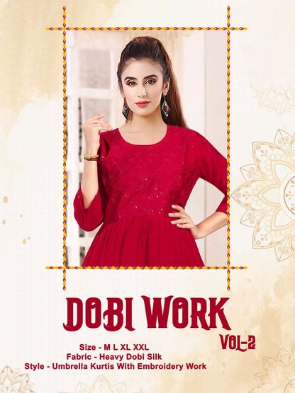 Dobi Work Vol 2 Kavinay Anarkali Kurtis Exporter