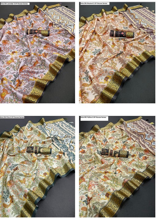 Dola Silk 3 Of Viscose Jacquard Sarees Wholesale Price