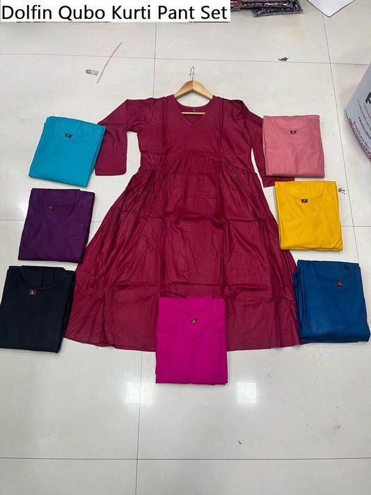 Dolfin Qubo Rayon Kurti Pant Set Wholesaler India