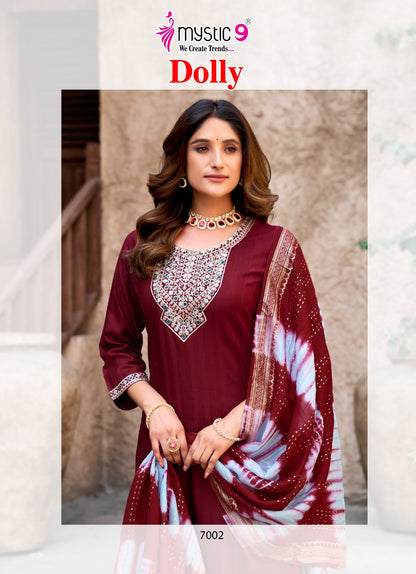 Dolly Vol 7 Mystic 9 Rayon Dobby Readymade Pant Style Suits Manufacturer Gujarat