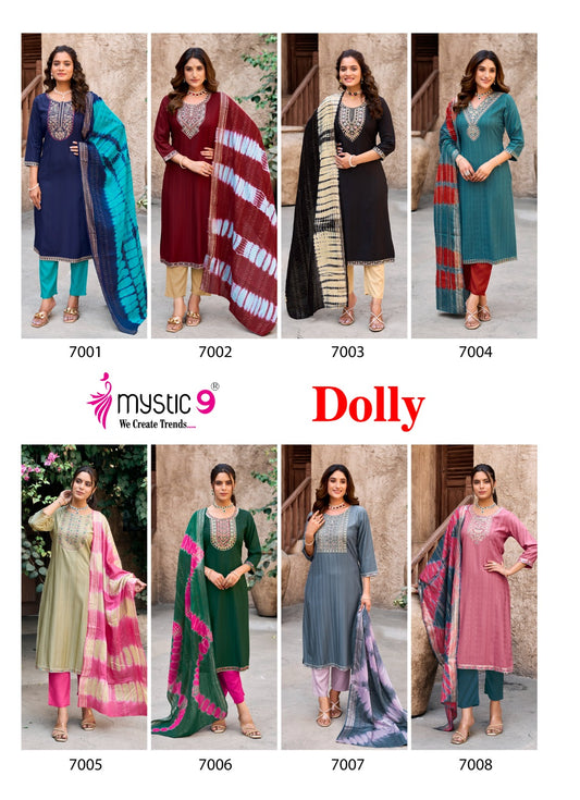 Dolly Vol 7 Mystic 9 Rayon Dobby Readymade Pant Style Suits Manufacturer Gujarat