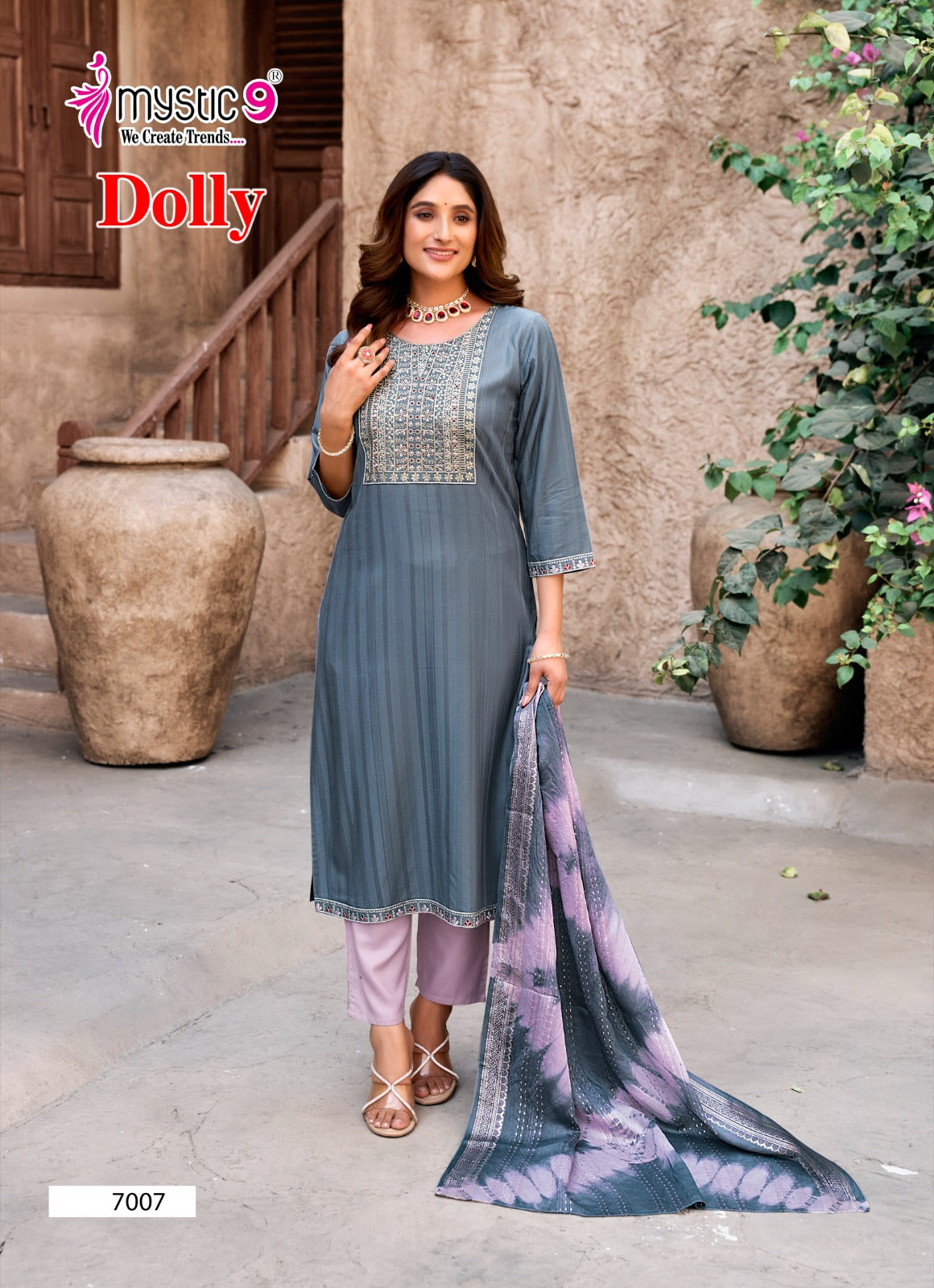 Dolly Vol 7 Mystic 9 Rayon Dobby Readymade Pant Style Suits Manufacturer Gujarat