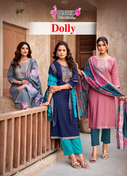 Dolly Vol 7 Mystic 9 Rayon Dobby Readymade Pant Style Suits Manufacturer Gujarat
