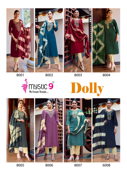 Dolly Vol 8 Mystic 9 Heavy Rayon Readymade Pant Style Suits Wholesaler India