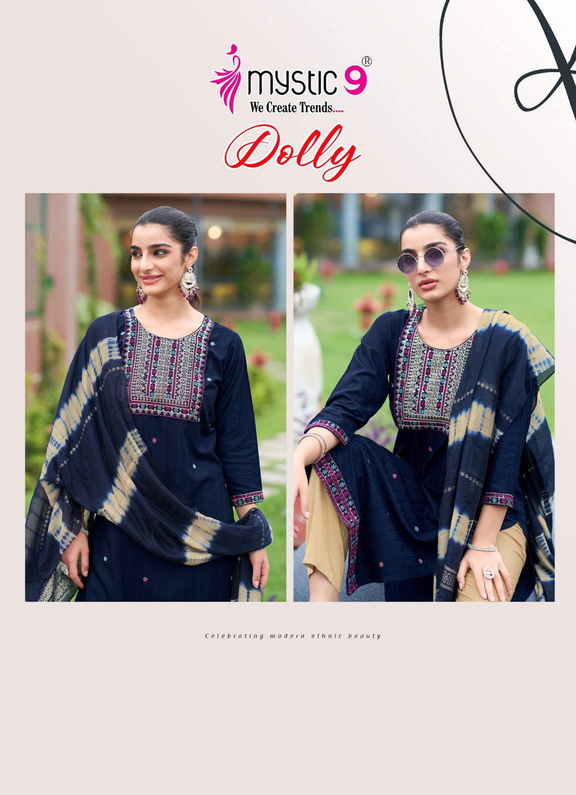 Dolly Vol 9 Mystic 9 Rayon Readymade Pant Style Suits Exporter India