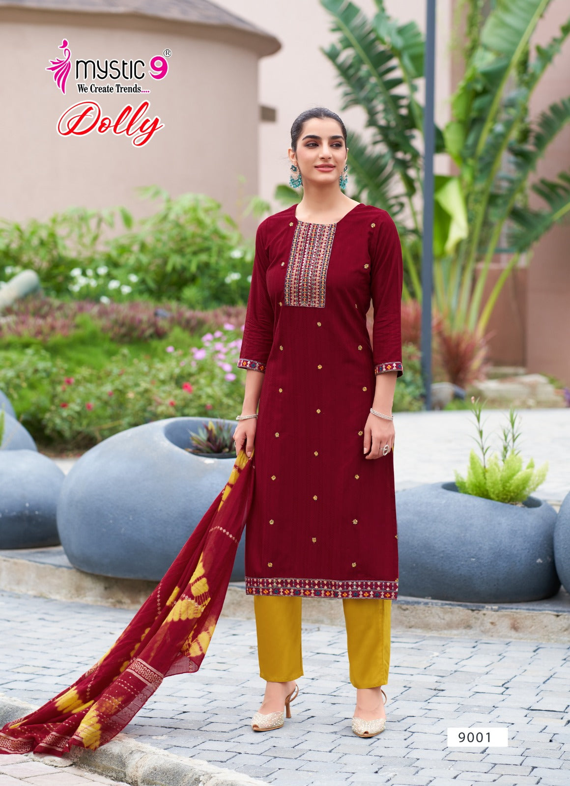 Dolly Vol 9 Mystic 9 Rayon Readymade Pant Style Suits Exporter India