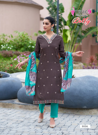Dolly Vol 9 Mystic 9 Rayon Readymade Pant Style Suits Exporter India