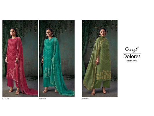 Dolores S2829 Ganga Bemberg Silk Plazzo Style Suits Exporter India
