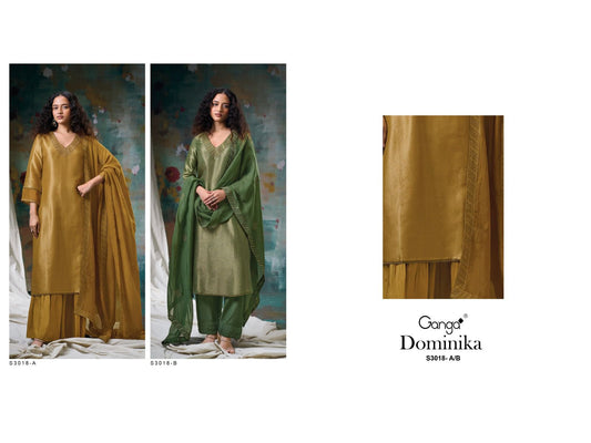 Dominika S3018 Ganga Pure Bemberg Plazzo Style Suits Supplier