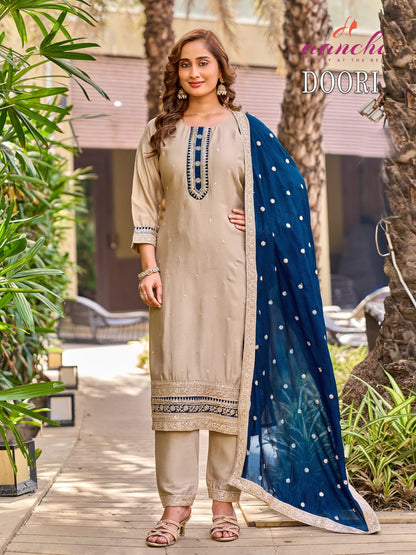 Doori Aanchi Vichitra Silk Readymade Pant Style Suits Wholesaler