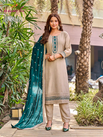 Doori Aanchi Vichitra Silk Readymade Pant Style Suits Wholesaler