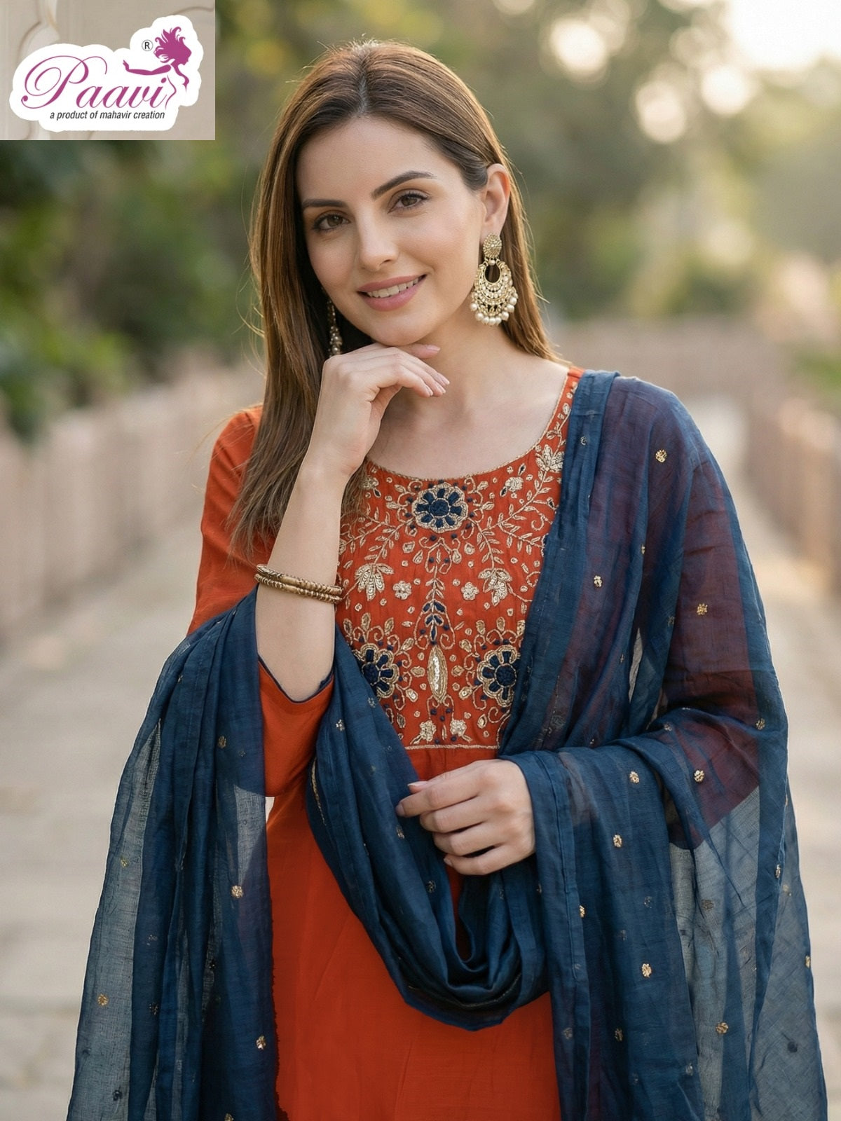 Dori Paavi Mal Chanderi Readymade Pant Style Suits Supplier Gujarat