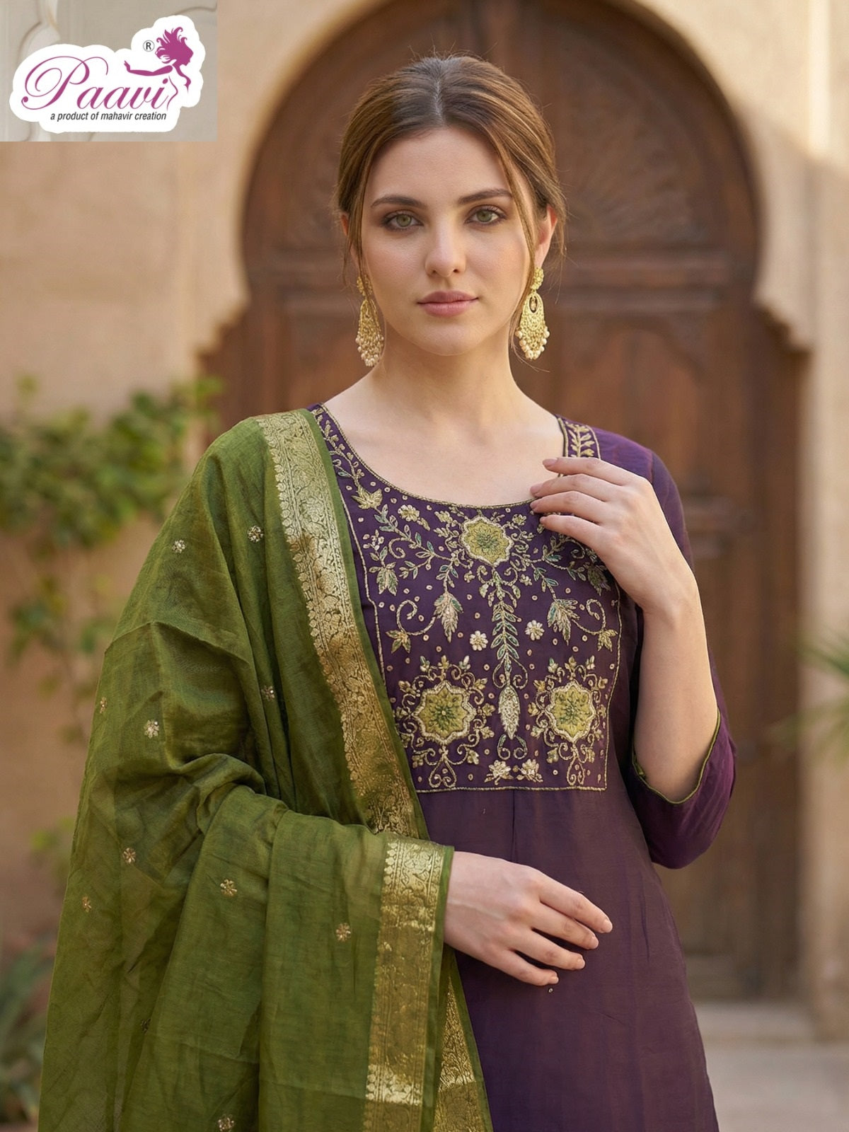 Dori Paavi Mal Chanderi Readymade Pant Style Suits Supplier Gujarat