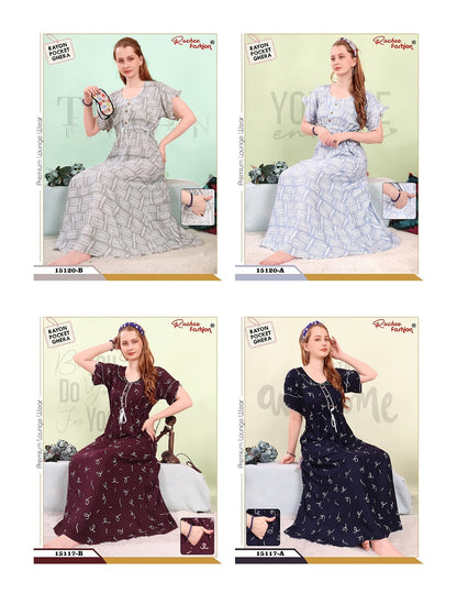 Dori Pattern 1706 Ruchee Fashion Rayon Night Gowns Wholesale