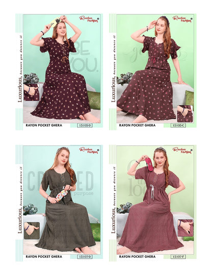 Dori Pattern 1706 Ruchee Fashion Rayon Night Gowns Wholesale