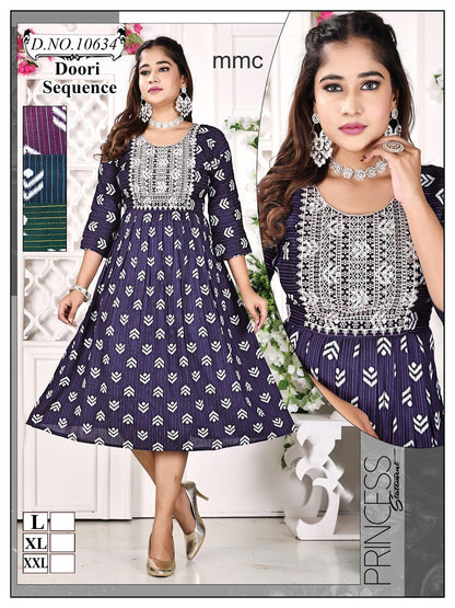 Dori Sequence 030225 Mmc Reyon Anarkali Kurtis Wholesaler India