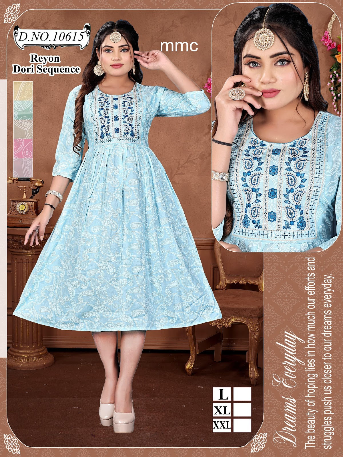 Dori Sequence 030225 Mmc Reyon Anarkali Kurtis Wholesaler India